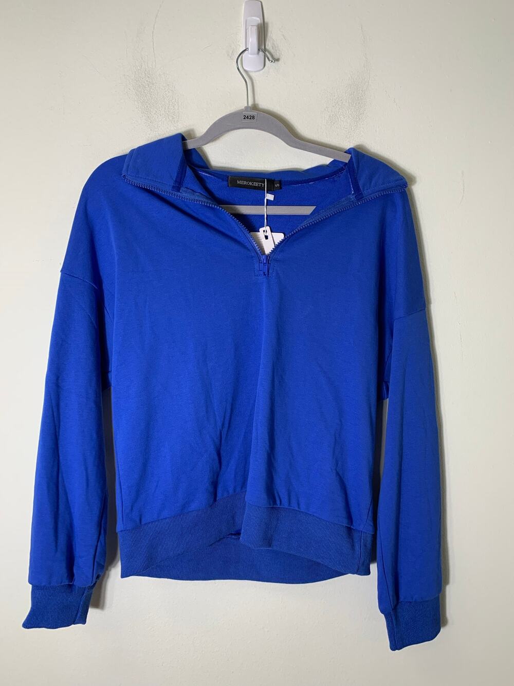 NWT Merokeety Blue Quarterzip Pullover Sz S